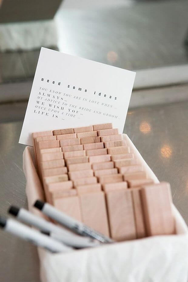 Jenga proposal for wedding guest-book